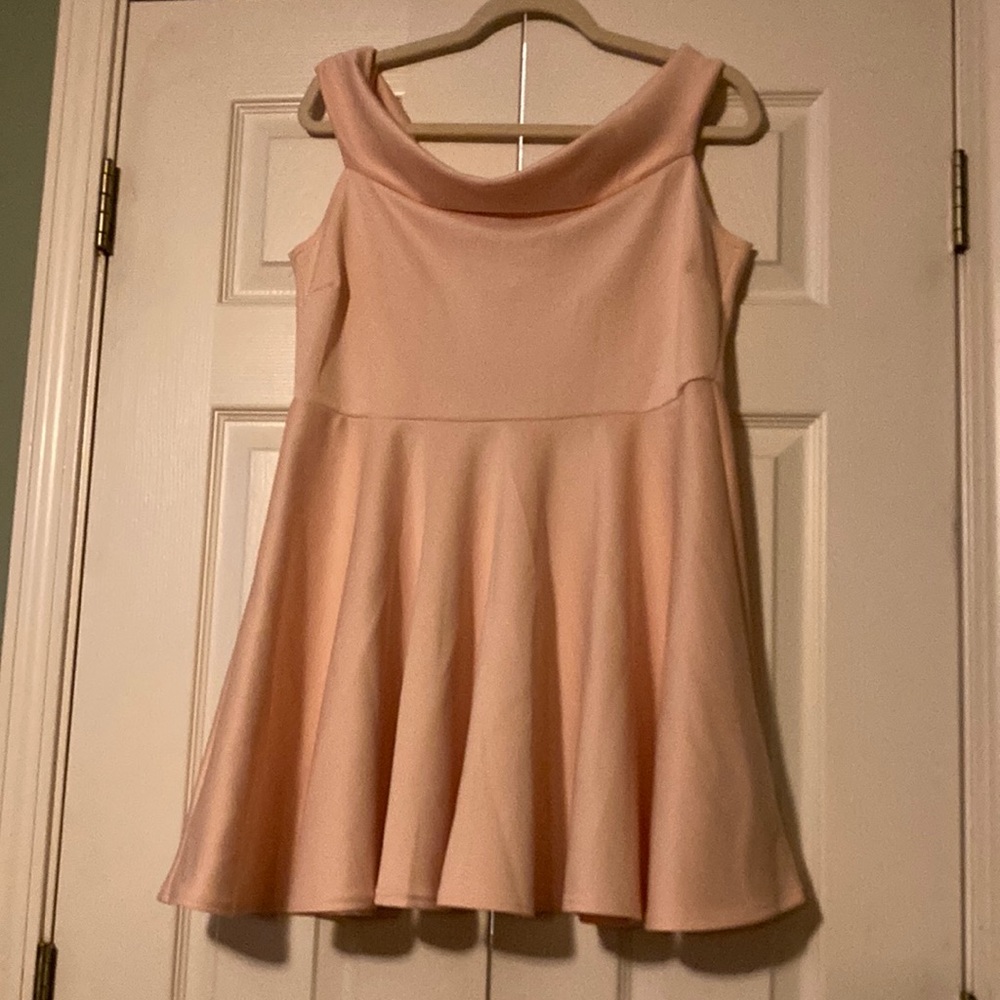 Blush color off shoulder dress